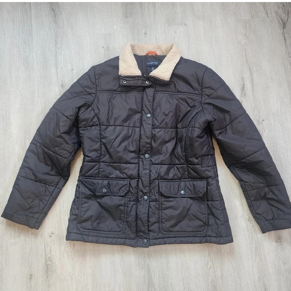 Womens Lands' End Brown Quilted Jacket Size 10/12 - Picture 1 of 5